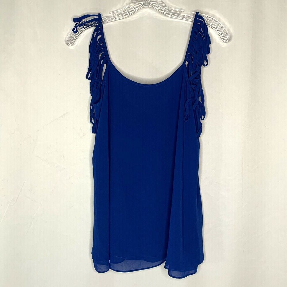 Lost April Womens Top Size Small Blue Slotted Cap Sleeve